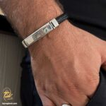 دستبند چرمی نقره مردانه مدل BSM B51