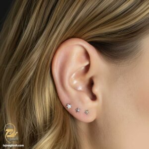 گوشواره نقره میخی طرح ستاره مدل ESW E50