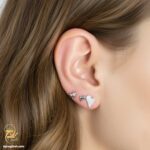 گوشواره نقره زنانه میخی طرح قلب سه جفت مدل ESW E54