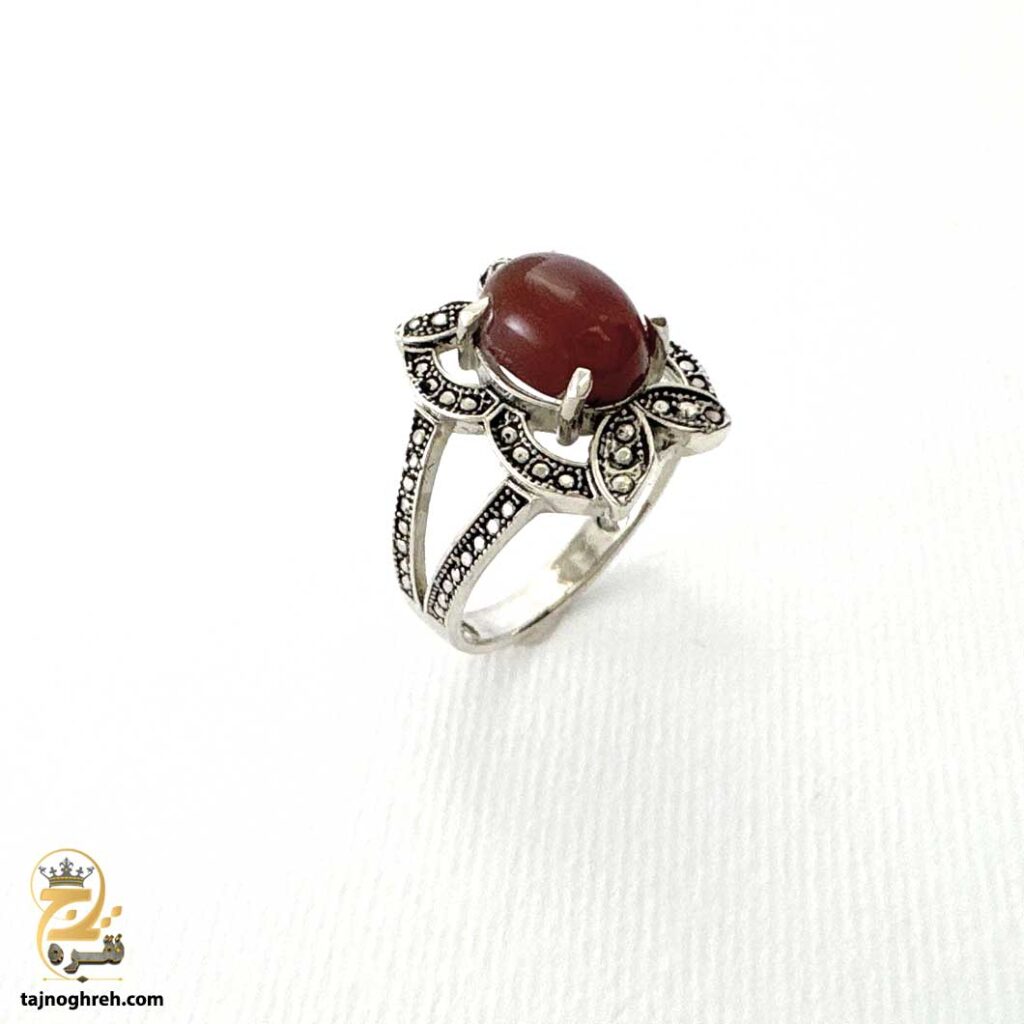 انگشتر نقره زنانه عقیق مدل RSW F51