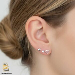 گوشواره نقره دخترانه شیک طرح قلب مدل ESW E62