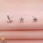 گوشواره نقره زنانه میخی سه جفتی مدل ESW E64 IMAGE1