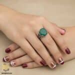 انگشتر نقره زنانه عقیق سبز مدل RSW F56 IMAGE4