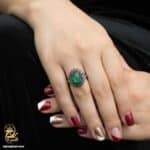 انگشتر نقره زنانه عقیق سبز مدل RSW F58