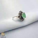 انگشتر نقره زنانه عقیق سبز مدل RSW F58