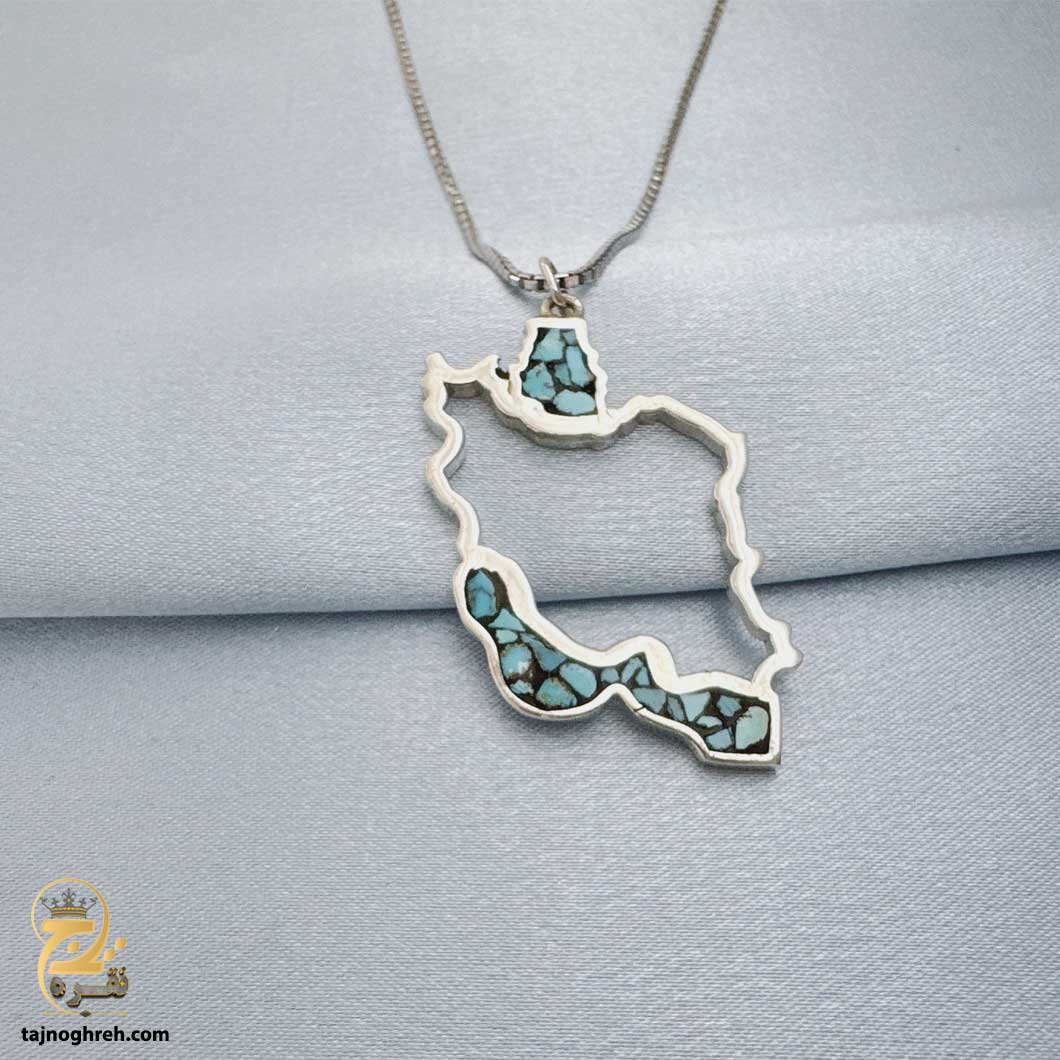 men-silver-necklace-nsm-n40 گردنبند نقره مردانه نقشه ایران مدل NSM N40
