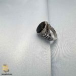 انگشتر نقره نگین مشکی مردانه مدل RSM K101