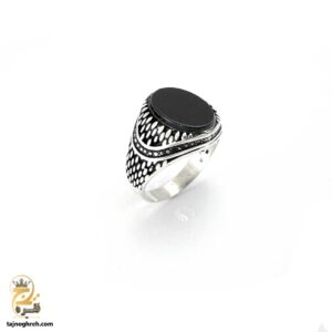 انگشتر نقره مردانه نگین مشکی مدل RSM K101