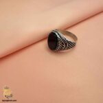 قیمت انگشتر نقره مردانه نگین مشکی مدل RSM K101