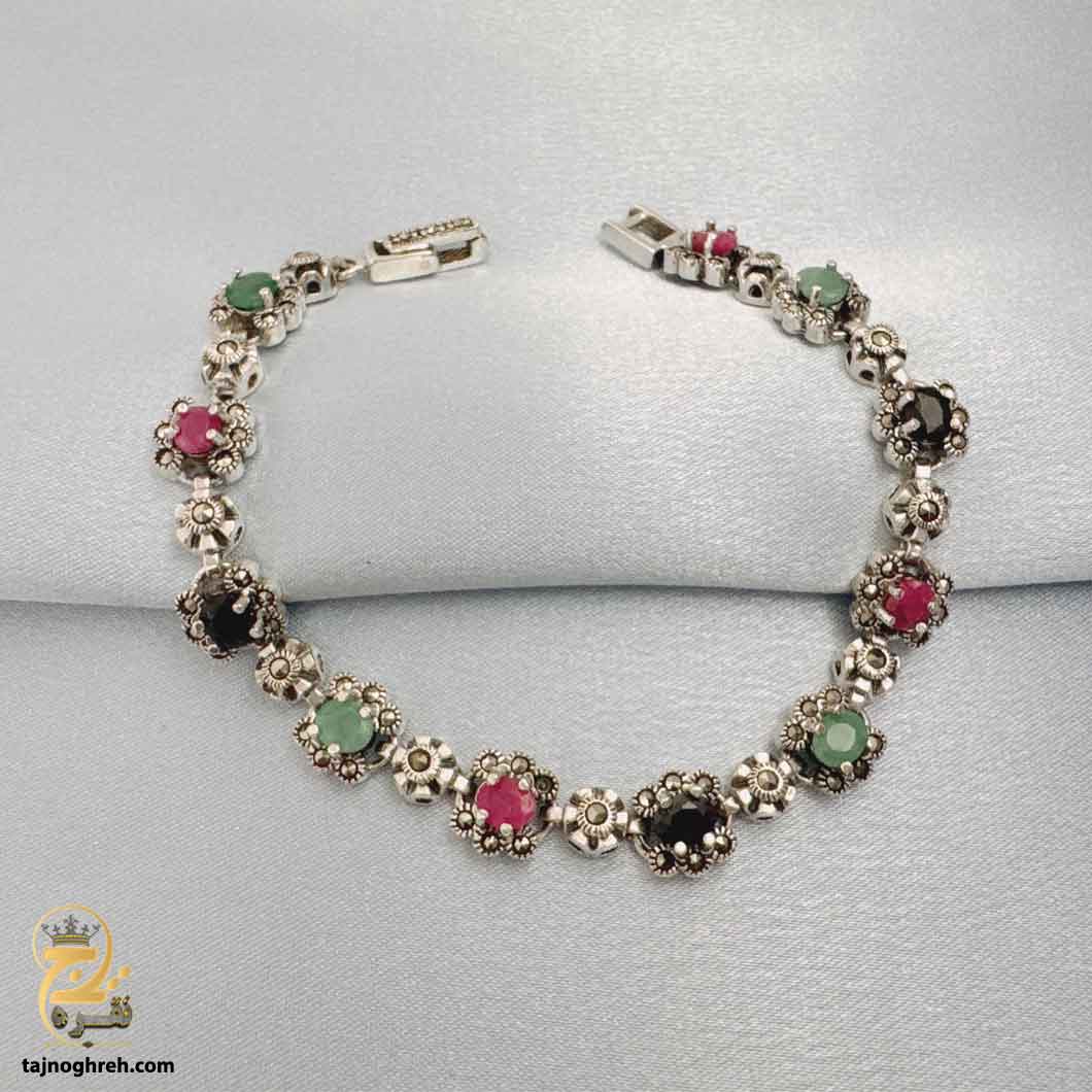 women-silver-bracelet-dsw-d49 دستبند نقره زنانه نگین دار مدل DSW D49