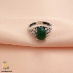 انگشتر نقره نگین عقیق سبز زنانه مدل RSW F59