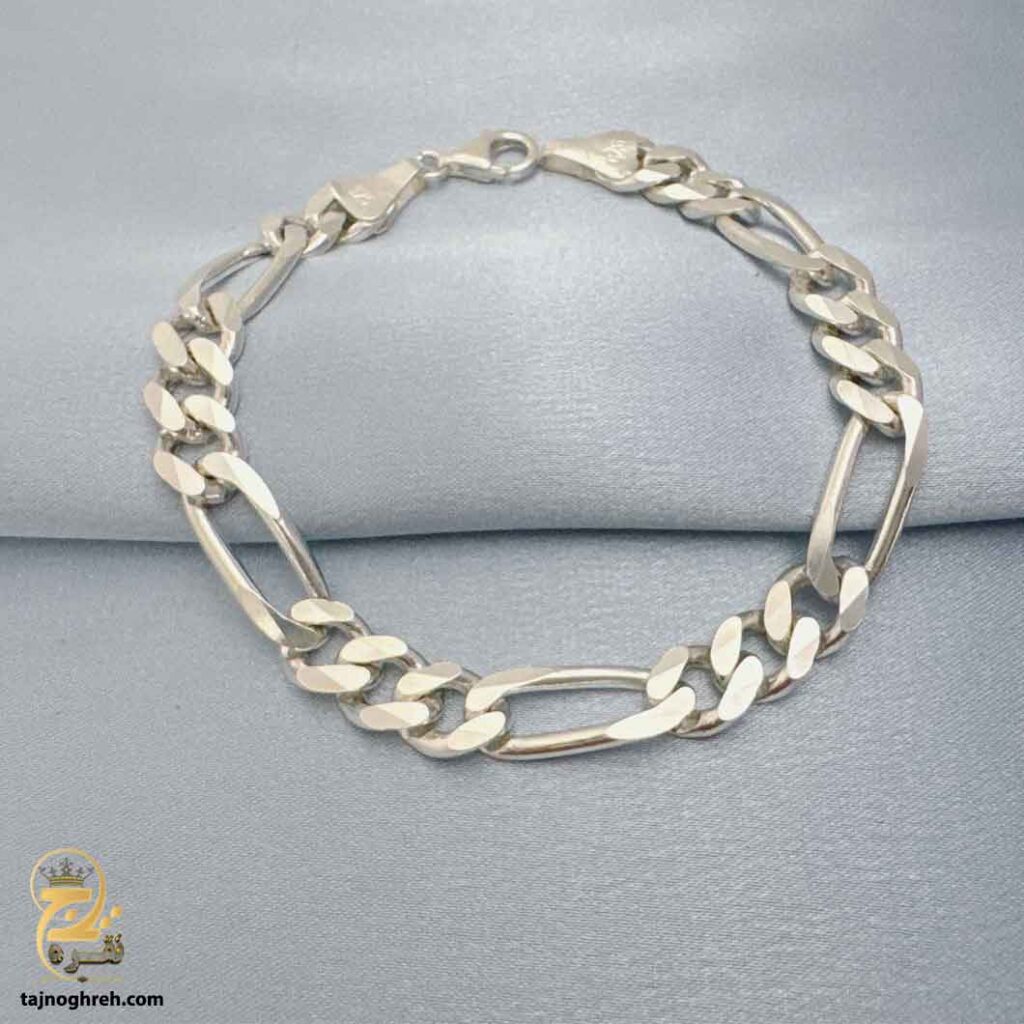 دستبند نقره مردانه پهن مدل BSM B83