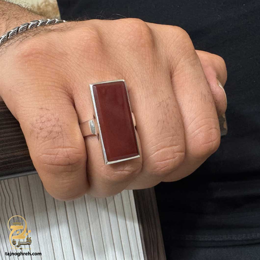 men-silver-ring-rsm-k115-2 انگشتر نقره مردانه عقیق مدل RSM K115