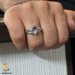 انگشتر نقره نگین هفت رنگ مردانه مدل RSM K116