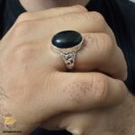 انگشتر نقره مردانه عقیق مشکی مدل RSM K117