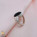 انگشتر عقیق مشکی نقره مردانه مدل RSM K117