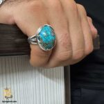انگشتر نقره مردانه با سنگ فیروزه مدل RSM K119