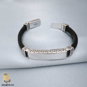 دستبند نقره پلاک دار مردانه مدل BSM B87
