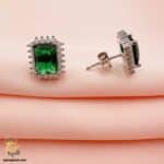 گوشواره نقره نگین دار طرح زمرد مدل ESW E85 IMAGE2