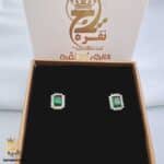 گوشواره نقره نگین دار طرح زمرد مدل ESW E85 IMAGE1