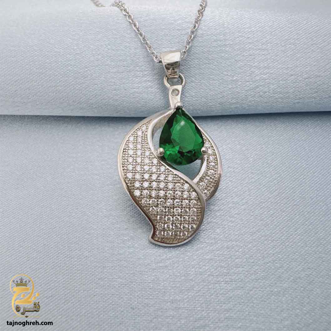 women-silver-necklace-sw-z41 گردنبند نقره زنانه نگین دار مدل ZSW Z41