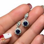 گوشواره نقره نگین دار مدل ESW E75