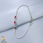 دستبند نقره تنیسی زنانه نگین رنگی مدل DSW D56