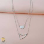 گردنبند نقره زنانه طرح قلب دو رنج مدل ZSW Z50 IMAGE1