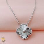 گردنبند نقره ونکلیف تک گل مدل ZSW Z55