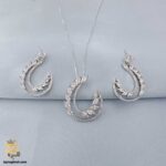 نیم ست نقره زنانه طرح نعل نگین دار مدل NSW N12