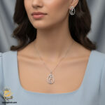 نیم ست نقره زنانه طرح اشکی نگین دار مدل NSW N13 IMAGE1