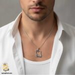 گردنبند نقره طرح ایران مردانه مدل NSM N57