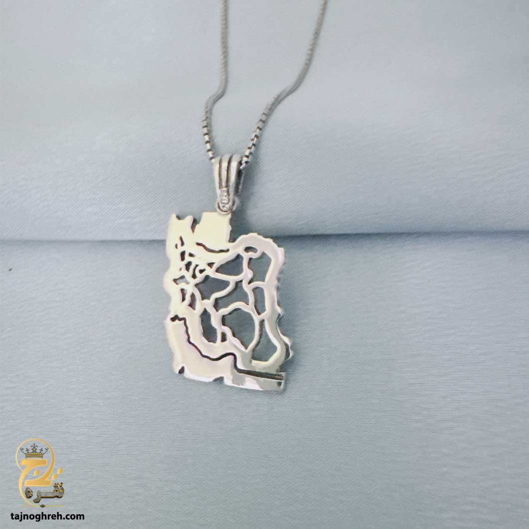 men-silver-necklace-nsm-n61-1 گردنبند نقره مردانه نقشه ایران مدل NSM N61
