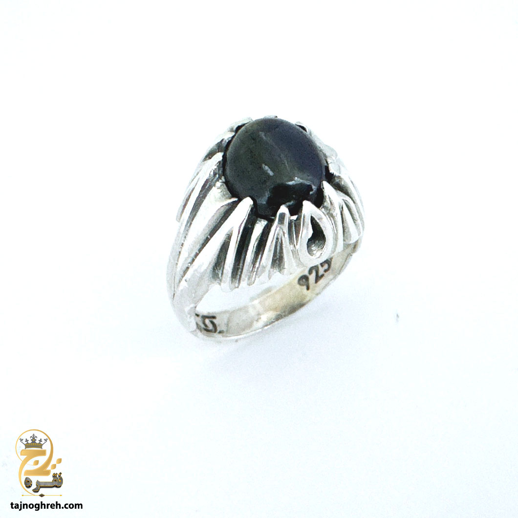men-silver-ring-rsm-k121 انگشتر نقره مردانه یاقوت کبود مدل RSM K121