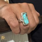 انگشتر نقره مردانه فیروزه نیشابور مدل RSM K122