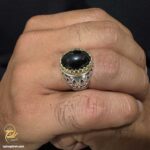 انگشتر نقره مردانه عقیق سیاه مدل RSM K123