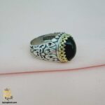 انگشتر نقره عقیق مشکی مردانه مدل RSM K123