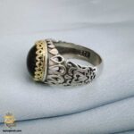 انگشتر نقره عقیق سیاه مردانه مدل RSM K123