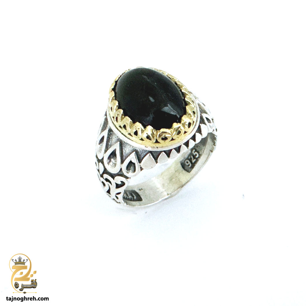 men-silver-ring-rsm-k123 انگشتر نقره مردانه عقیق مشکی مدل RSM K123