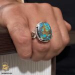 انگشتر نقره مردانه فیروزه نیشابور مدل RSM K124