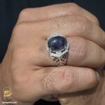 انگشتر نقره با نگین آمیتیست مردانه مدل RSM K125