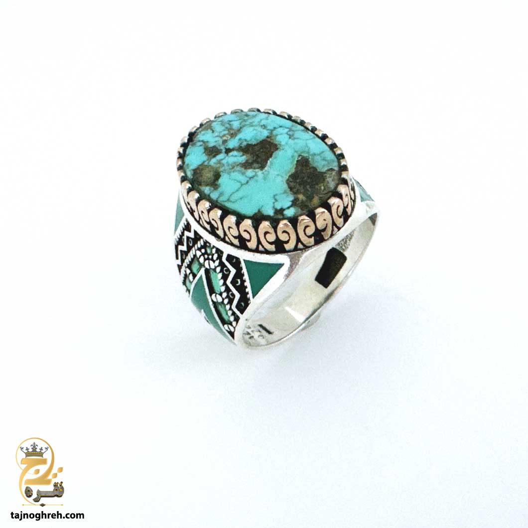 men-silver-ring-rsm-k126 انگشتر نقره مردانه فیروزه مدل RSM K126