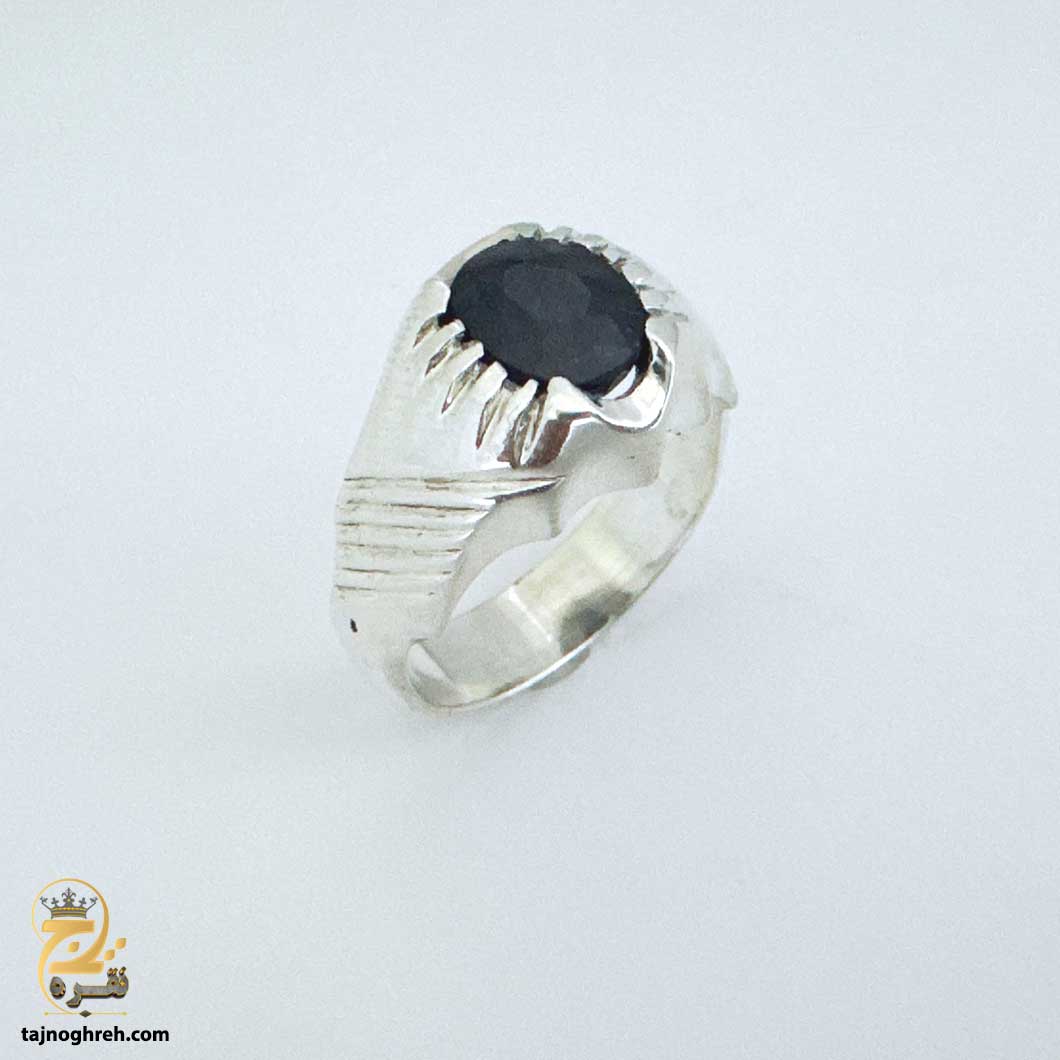 men-silver-ring-rsm-k129 انگشتر نقره مردانه یاقوت کبود مدل RSM K129