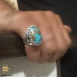 انگشتر نقره فیروزه مردانه مدل RSM K130