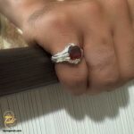 انگشتر نقره گارنت مردانه مدل RSM K131