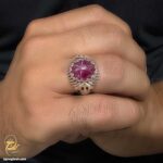 انگشتر نقره مردانه یاقوت مدل RSM K132