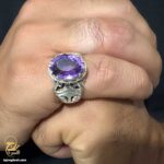 انگشتر نقره مردانه با سنگ آمیتیست مدل RSM K136