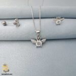 نیم ست نقره زنانه طرح تاج و فرشته مدل NSW N20