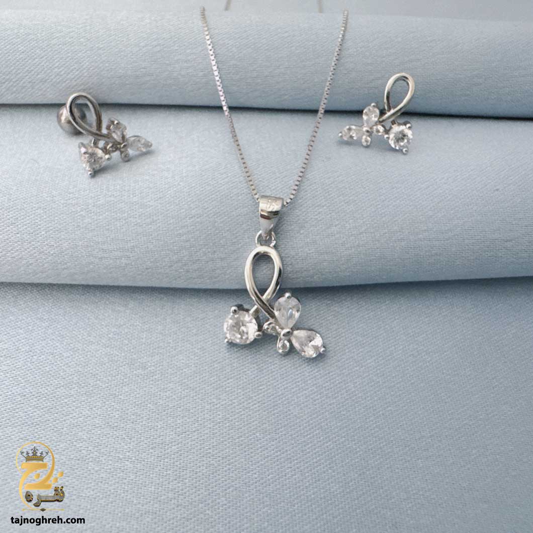 half-set-jeweled-silver-nsw-n27 نیم ست نقره نگین دار مدل NSW N27