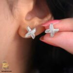 نیم ست نقره زنانه طرح x قالب طلا مدل NSW N14 گوشواره